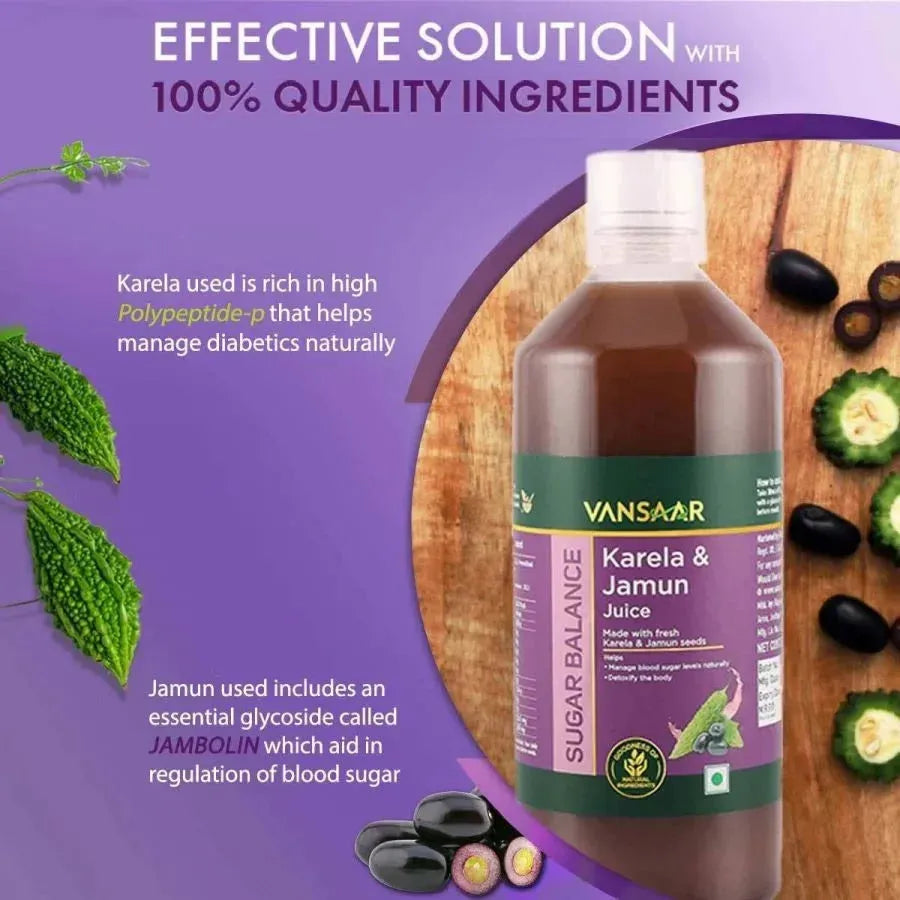 Karela & Jamun Juice | Blood Sugar Control For Prediabetics & Diabetics - Vansaar