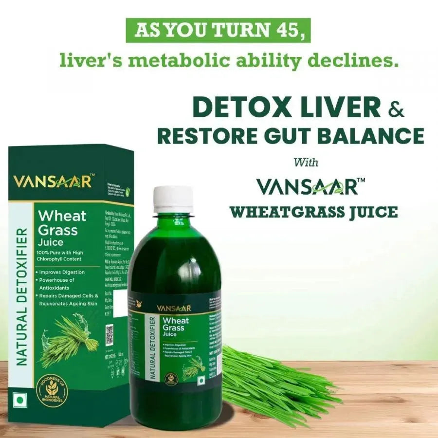 Wheatgrass Juice | Natural Liver Detox & Gut Cleanser Juice | Superfood For Weight & Cholesterol Management | 8th Day Harvest For Maximum Nutrition - Vansaar