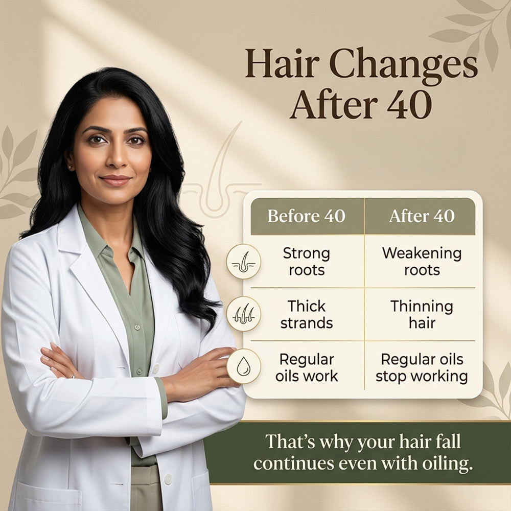 Clinically Proven Hair Oil For 40+ Hair | Reduces Hair Fall | With 4X Bhringhraj | 19 Potent Herbs