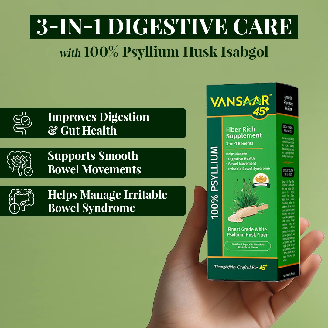 Isabgol Fiber Rich Supplement | Single Blend, Highest Grade Whole Psyllium Husk | With Dietary Fiber, Supports Heart & Digestive Health