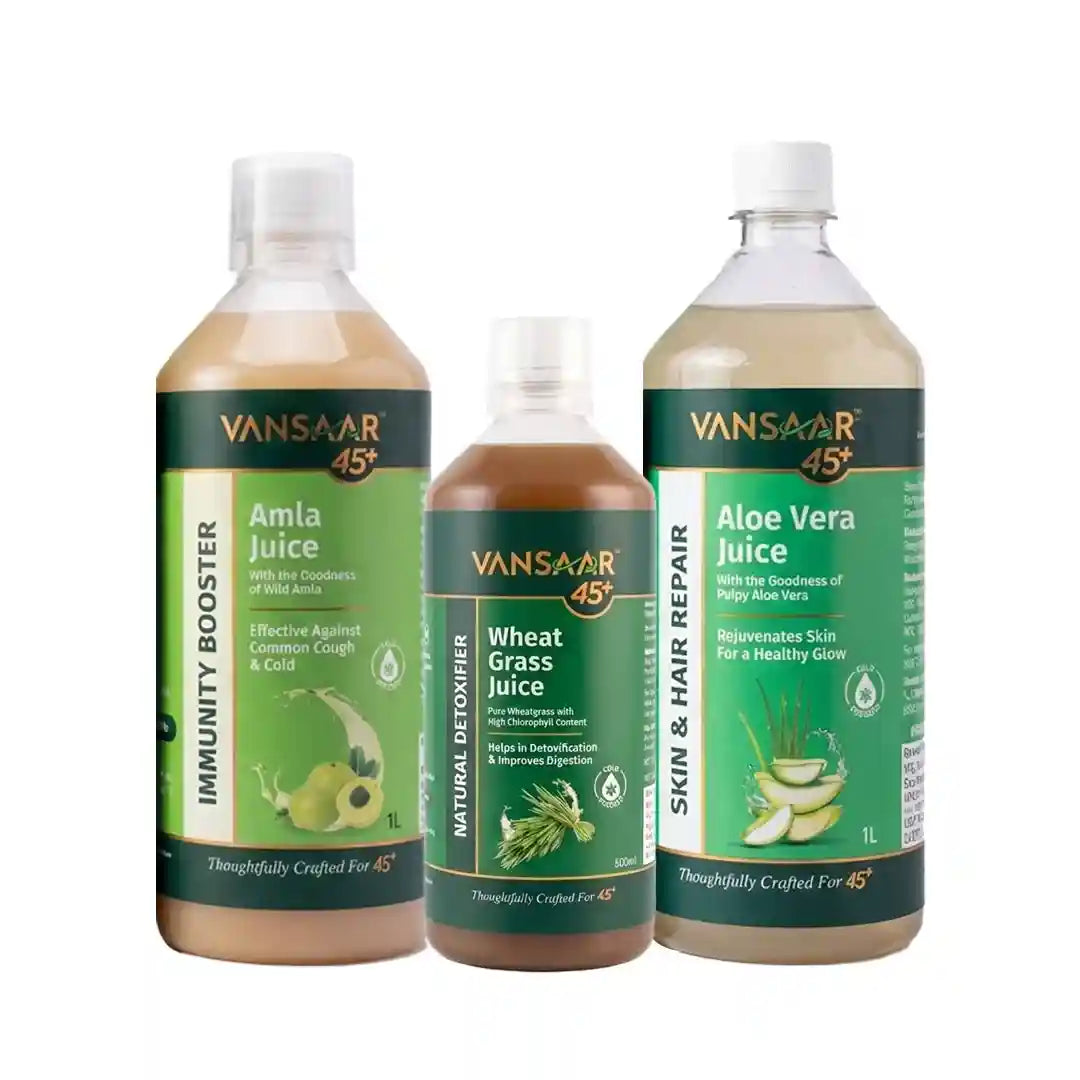 Daily Wellness Combo: Amla, Aloe Vera & Wheatgrass Juice