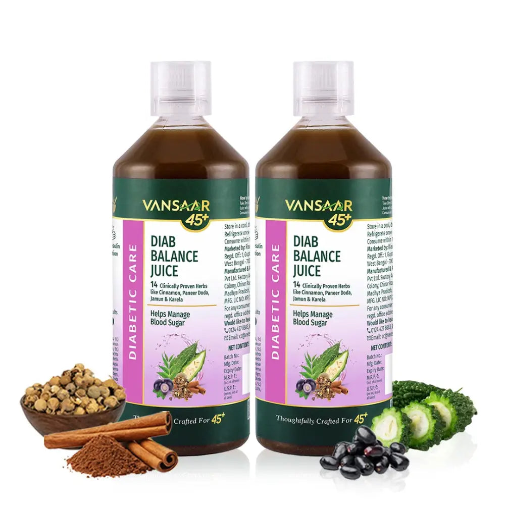 Diab Balance Juice For 45+ Adults | 14 Clinically Proven Herbs Like Karela, Jamun, Neem, Paneer Doda, Cinnamon