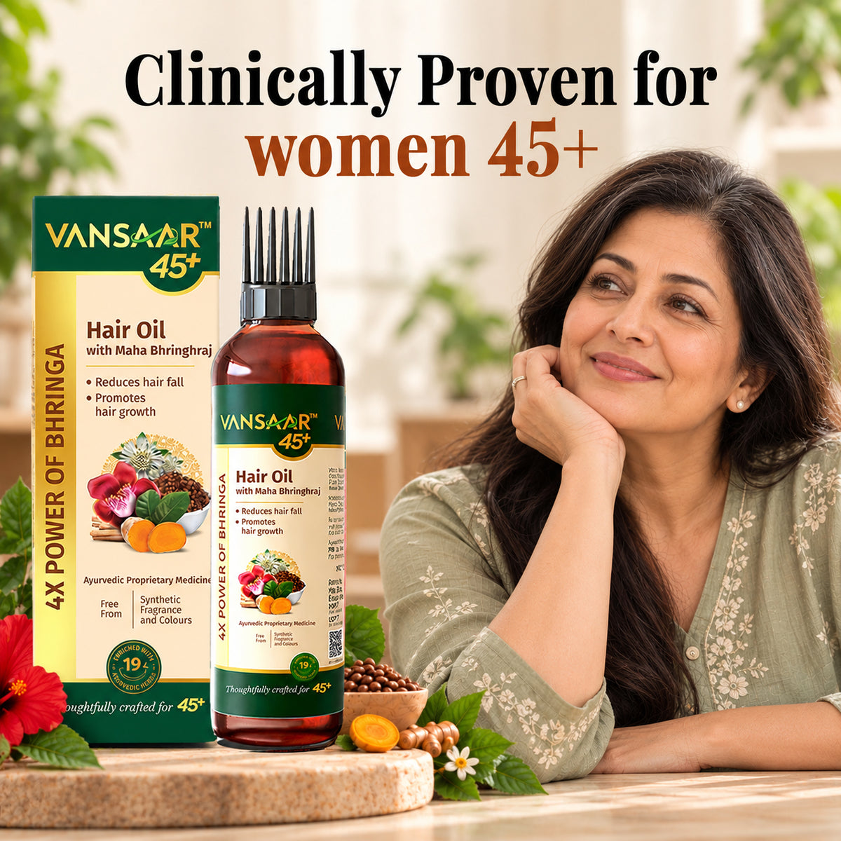 Clinically Proven Hair Oil For 40+ Hair | Reduces Hair Fall | With 4X Bhringhraj | 19 Potent Herbs