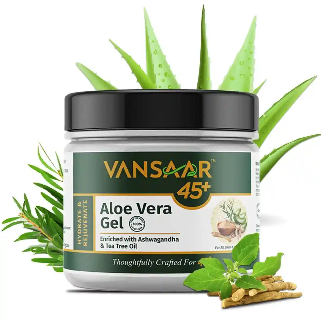 Aloe Vera Gel - 500g | 100% Pure Aloe Vera Enriched With Ashwagandha & Tea Tree Oil |For Face, Skin & Hair