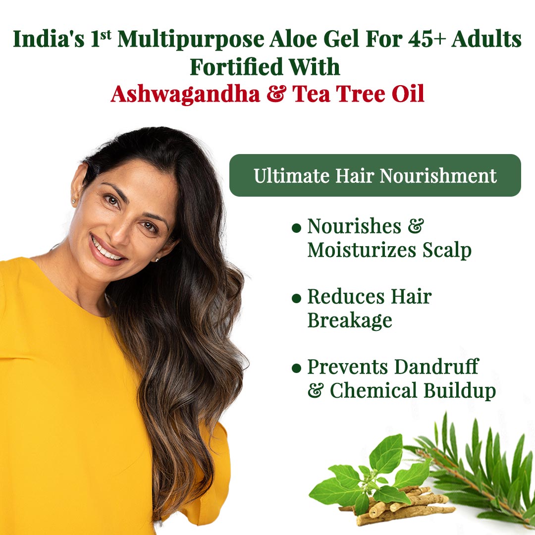 Aloe Vera Gel - 500g | 100% Pure Aloe Vera Enriched With Ashwagandha & Tea Tree Oil |For Face, Skin & Hair