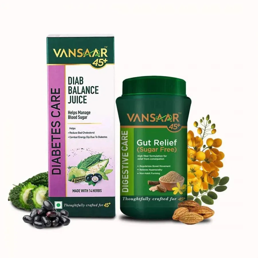 Gut And Diabetic Care Combo - Gut Relief And Diab Balance Juice - Vansaar