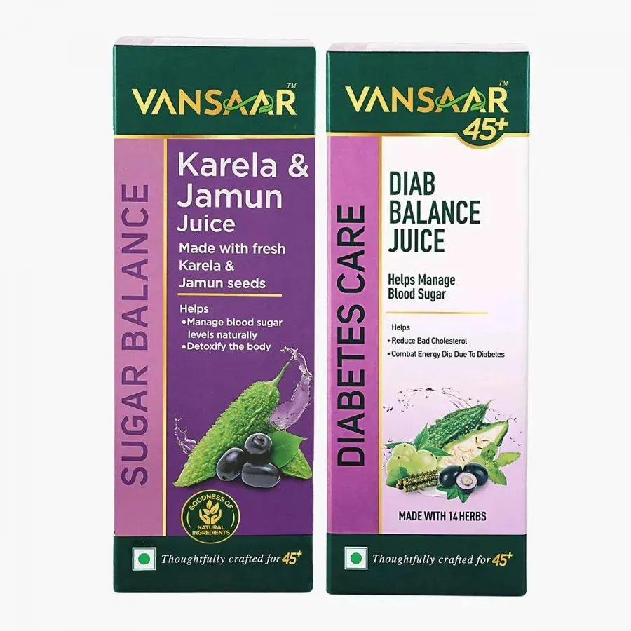 Diabetic Care Combo - Diab Balance & Karela Jamun Juice - 1L Each - Vansaar