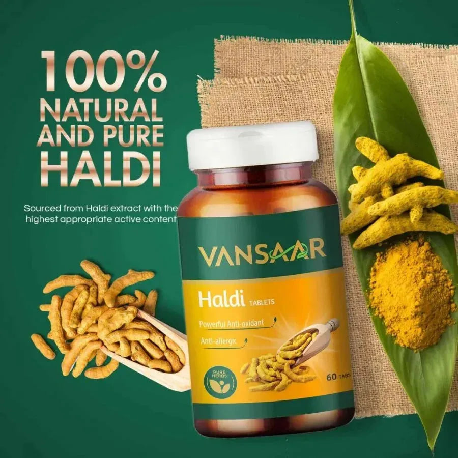 Haldi Tablets | Natural Immunity Booster | Relieves Constipation & Indigestion - Vansaar