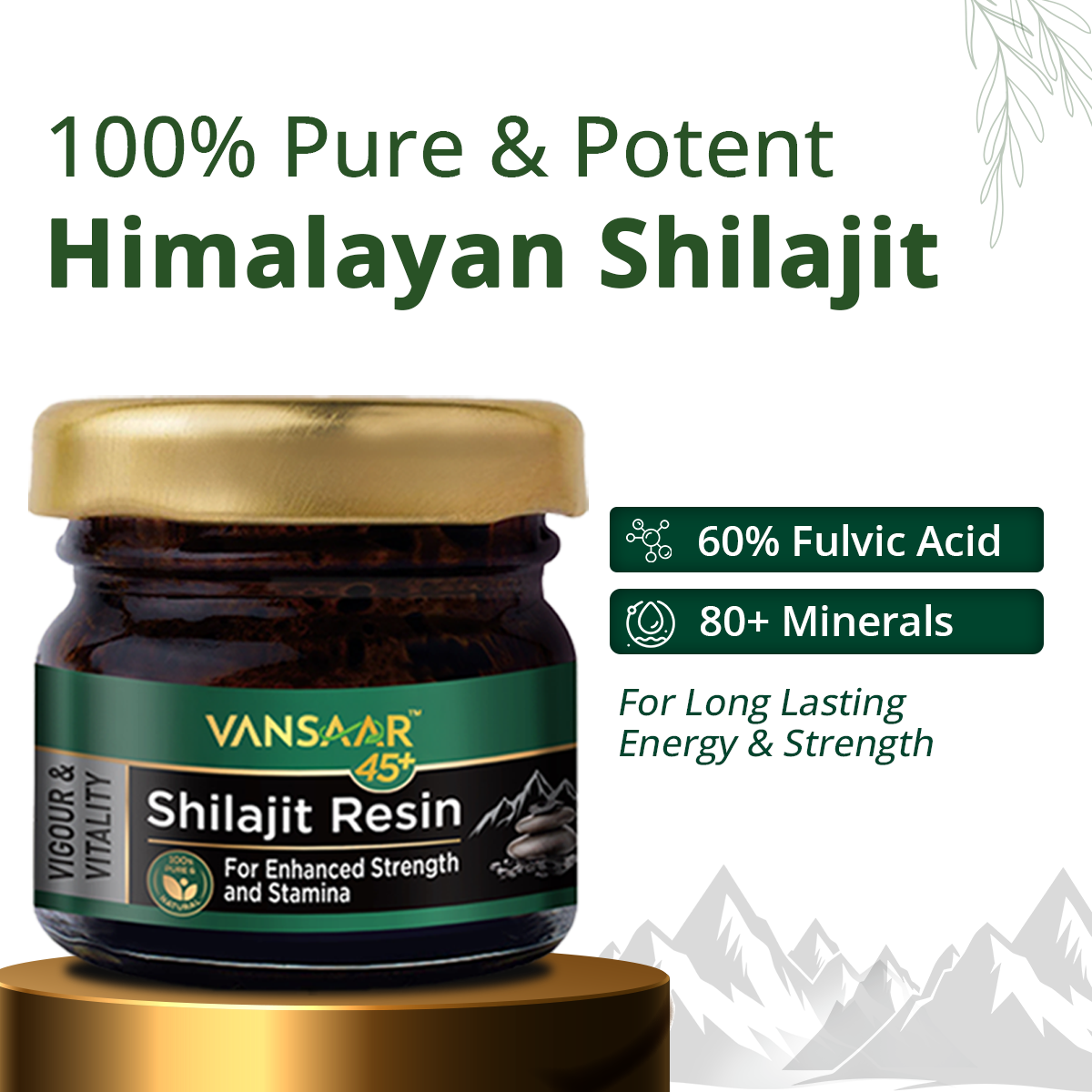 Shilajit Resin | 100% Pure & Potent Himalayan Shilajit | 80% fulvic acid & 84+ Phyto Minerals | 3X more Strength & Energy
