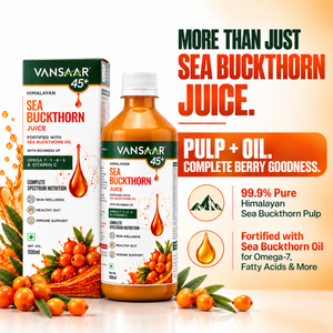 Sea Buckthorn Juice | Made with Pure Sea Buckthorn Berry Pulp | Fortified with Sea Buckthorn Oil | With Added Goodness of Omega 7, 3, 6, 9 & Vitamin A, B, C, E