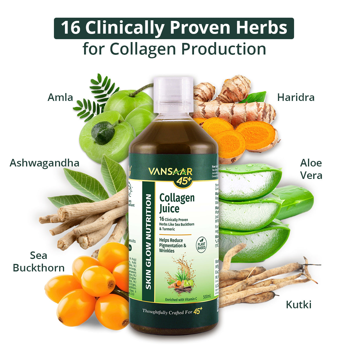 Collagen Juice + AloeVera Gel | With Sea Buckthorn & Vitamin C to reduce Wrinkles & Pigmentation