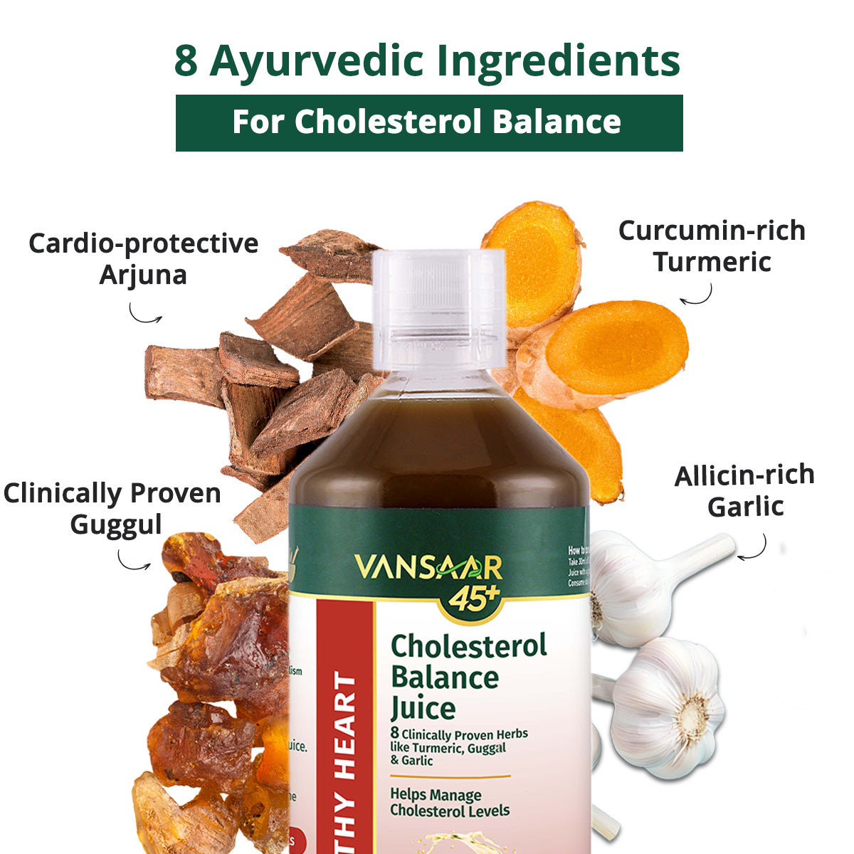 Cholesterol Balance Juice, 1L | Heart Health Supplement with Arjuna, Guggul & 6 Potent Herbs | Reduces Bad & Improves Good Cholesterol
