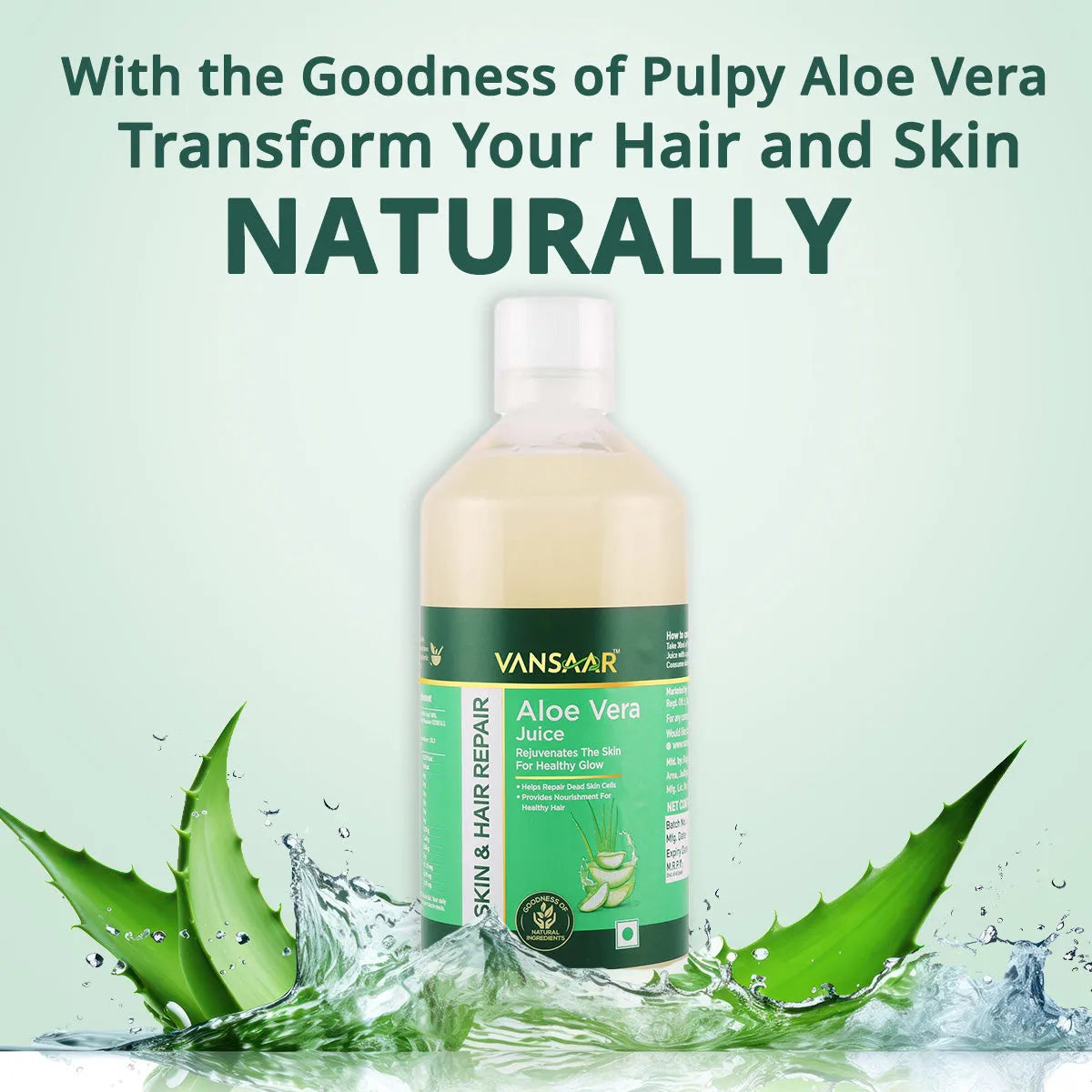 Aloe Vera Juice | For Glowing Skin & Healthy Hair| 100% Cold Pressed | Farm to Bottle in 4 Hours