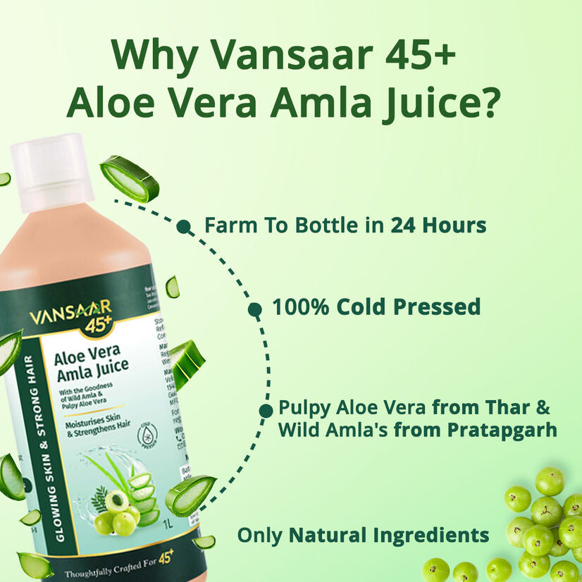 Aloe Vera Amla Juice for 45+ Adults | 100% Cold Pressed Harvested in 24 Hours