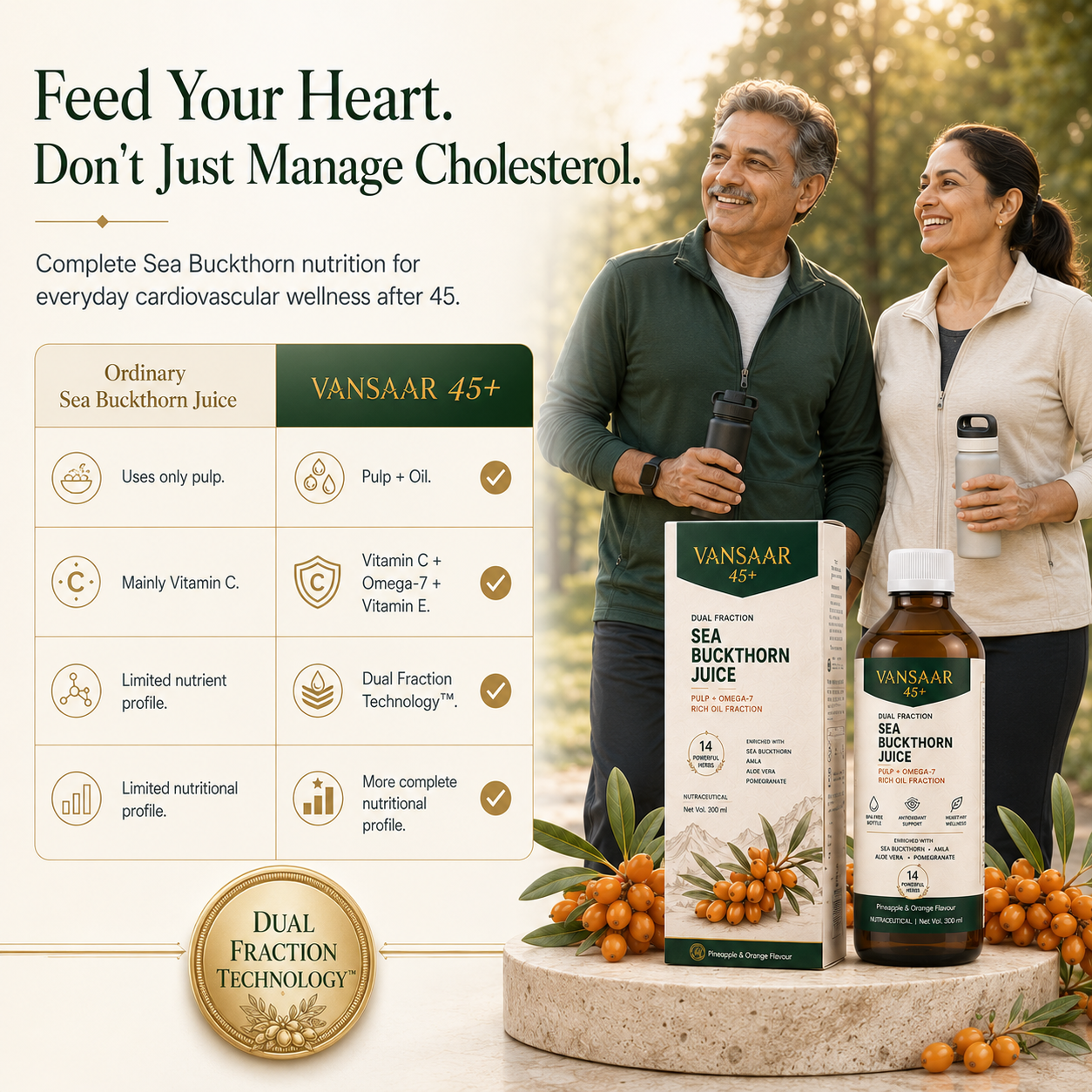 [Pre-Order Registration] Vansaar 45+ Sea Buckthorn Juice for Heart Health | Dual Fraction Technology™ | Supports Cardiovascular Wellness & Blood Vessel Health