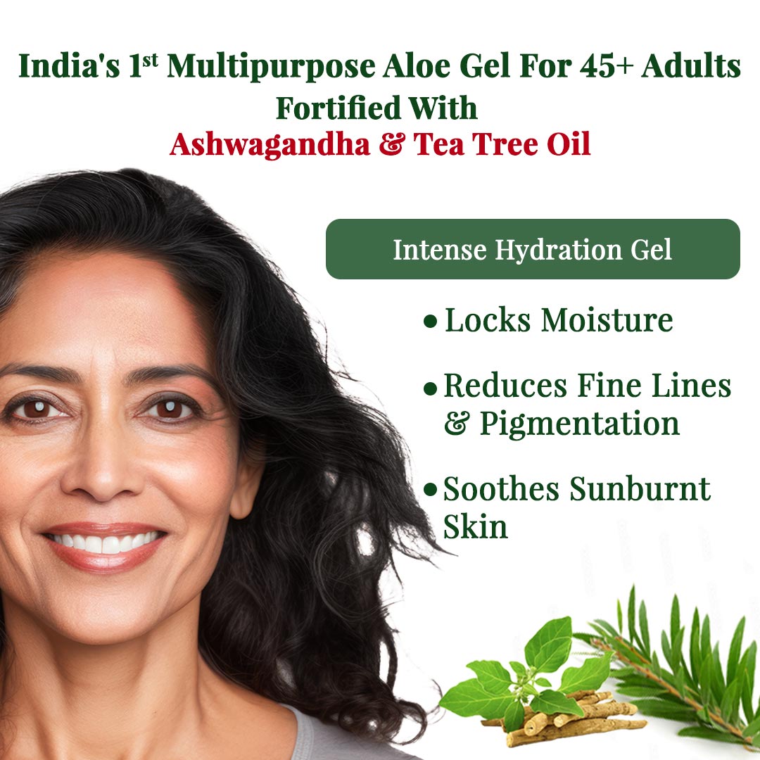 Aloe Vera Gel - 500g | 100% Pure Aloe Vera Enriched With Ashwagandha & Tea Tree Oil |For Face, Skin & Hair