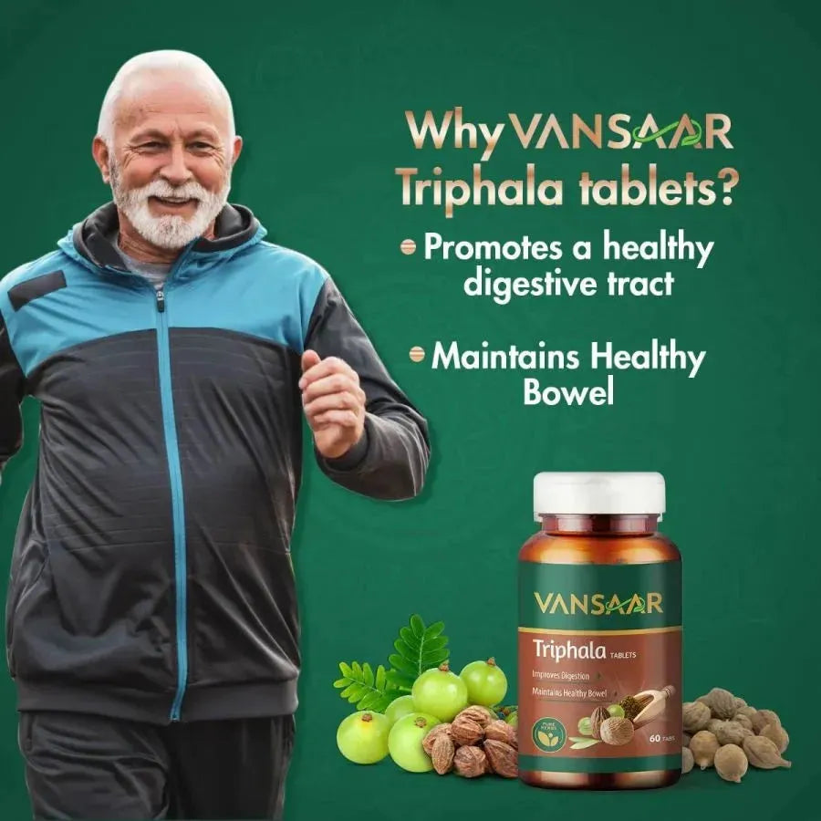 Triphala Tablet | Supports Bowel Wellness | Relieves Constipation & Indigestion - Vansaar