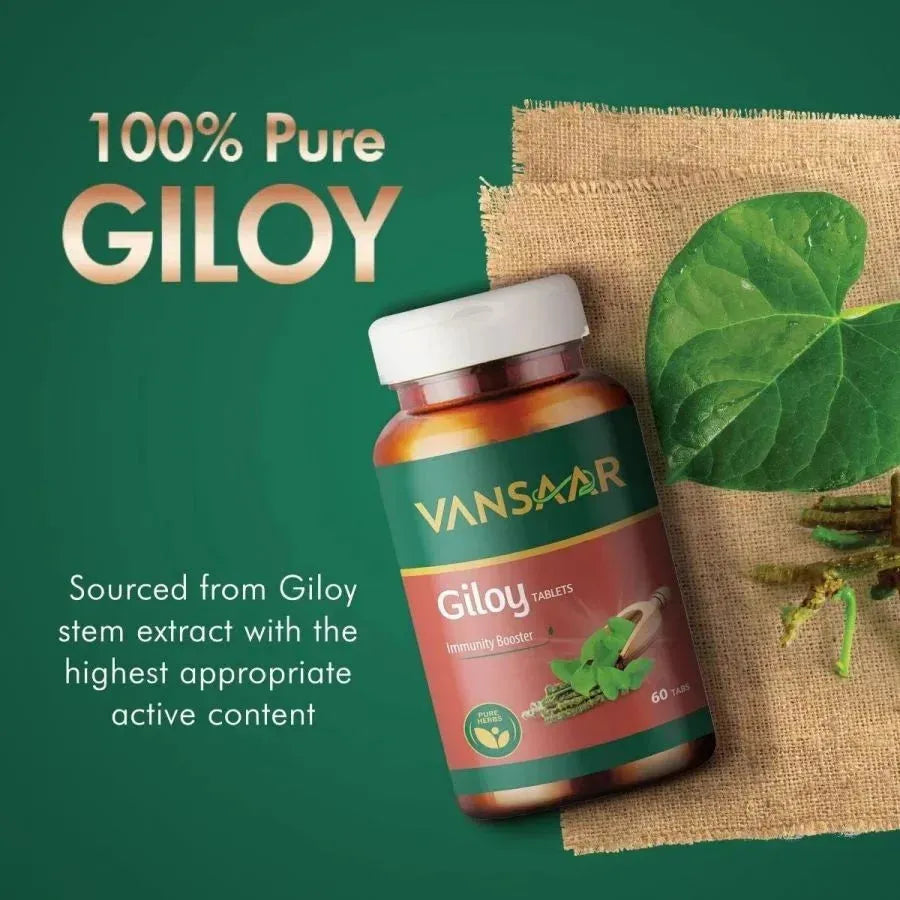 Giloy Tablets | Supports Immune Health | Good For Digestion | Made With 100% Pure Giloy Tablets - Vansaar