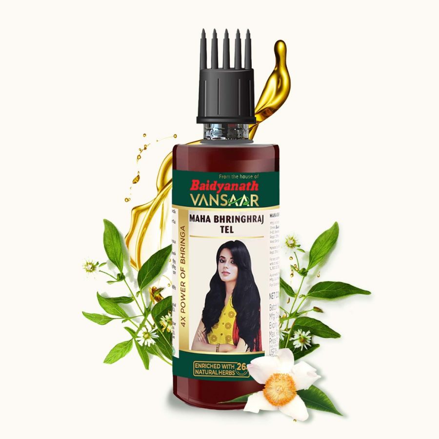 Vansaar Maha Bhringraj Hair Oil| 1st ever CLINICALLY PROVEN oil for HAIR GROWTH & HAIRFALL REDUCTION in Indian Women above 40| 4X Power of Bhringa| With Comb Applicator