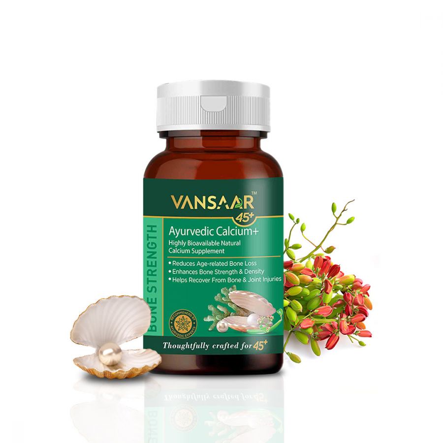 Vansaar Ayurvedic Calcium+ (60 Tabs)| Naturally Sourced Calcium & Hadjod Supplement For Complete Bone and Joint Support| Chemical Free, 100% Ayurvedic