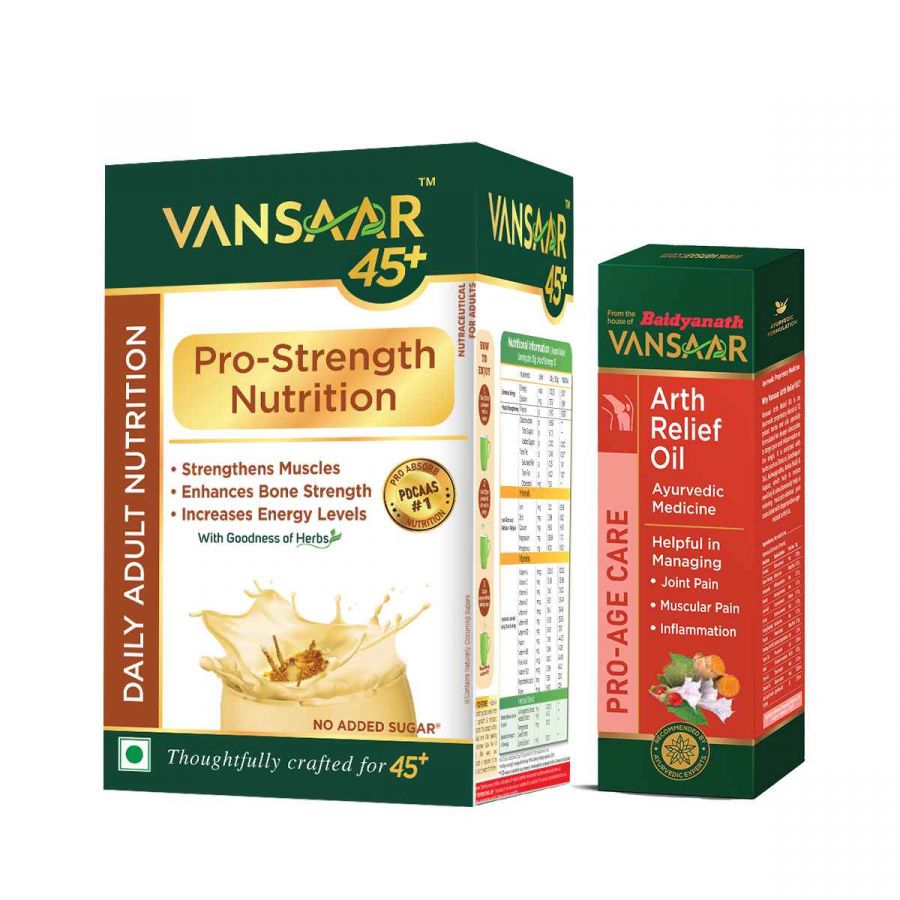 Vansaar 45+ Pro-Strength Nutrition And Arth Relief Oil - 50 ml Combo