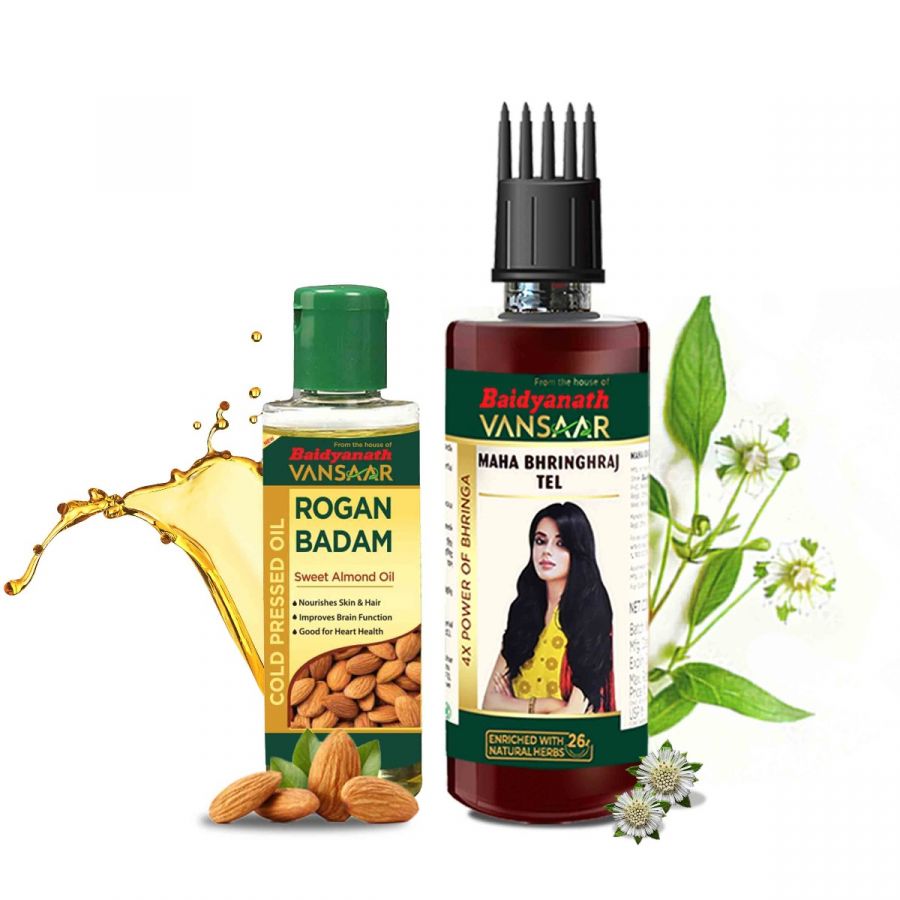 Vansaar Healthy Hair & Skin Duo - Maha Bhringraj Oil & Rogan Badam Oil