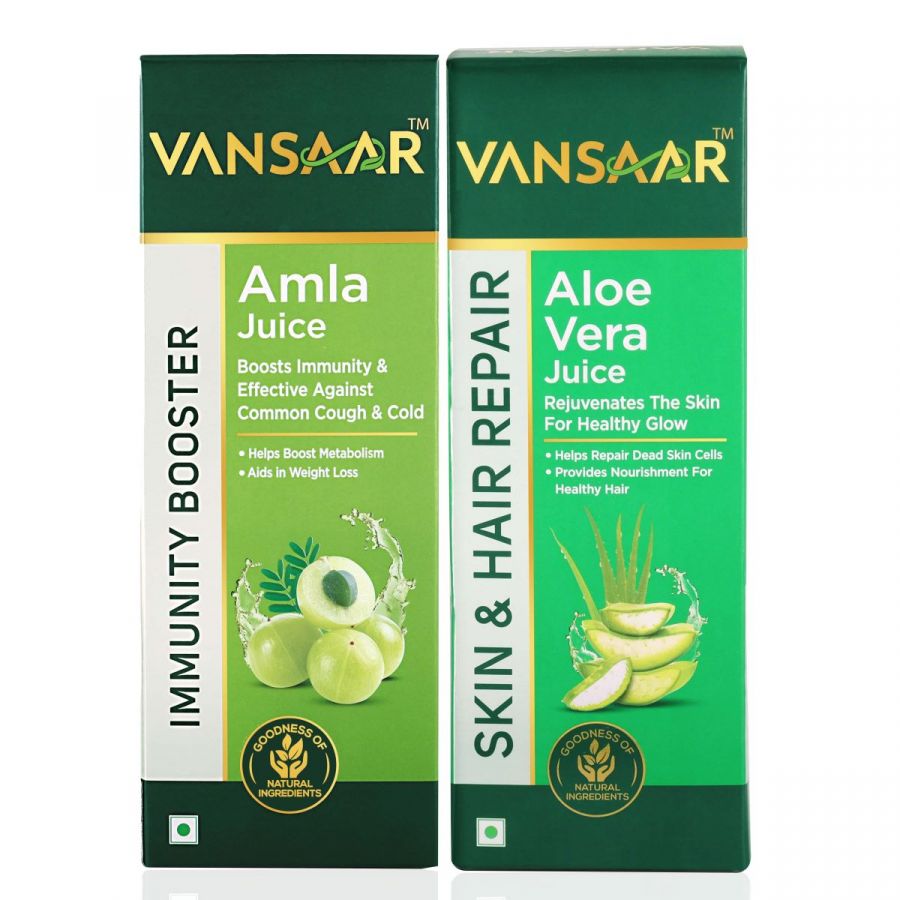 Vansaar Amla juice 1L And Aloe Vera Juice 1L Combo Pack